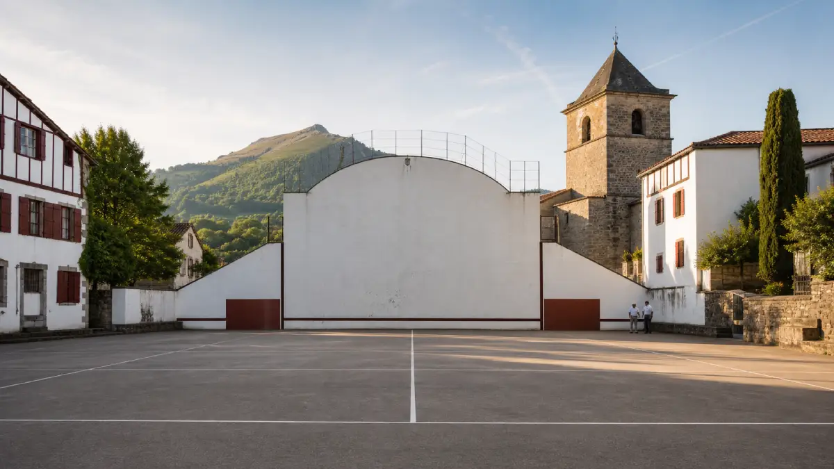 Fronton, trinquet et mur à gauche : les aires de jeu